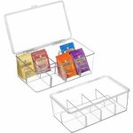 product_image_name-Generic-Acrylic Tea Bag Organizer with Cover & Compartment Divider Storage Box-2