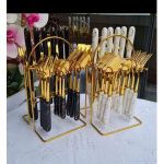 product_image_name-Generic-24 Pieces Golden Marble Cutlery Set-2