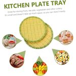 product_image_name-Generic-6 pcs triangular, green-rimmed, imitation bamboo melamine serving plate or tray. -5