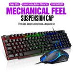 USB wired rainbow backlight USB ergonomic gaming keyboard and mouse combo sets for pc gamer