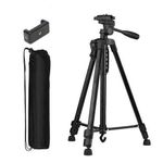 product_image_name-Generic-3366 Height Adjustable Aluminum Alloy Tripod stand Compatible with All Smart Phones, Camera, Go Pro Maximum Operating Height 4.5 ft Maximum Load Capacity up to 5kg - Black-1