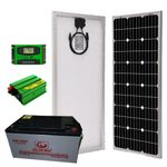 Solarmax 120 Watts Solar Panel Special All Weather Fullkit + 80AH Battery + 300Watts Solar Inverter + 10 Ah Charge Controller+3 bulbs + dropping cables