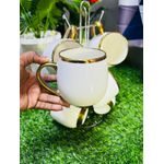 6Pcs Gold Themed Ceramic Pot Mugs Set – Tea & Coffee Cups