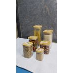 product_image_name-Generic-Square Bamboo Lid 6 Glass Jars Set 2000ML,1600ML,1100ML,800ml,500ML,250ML-2