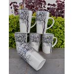 Set of 6 White Tree Mugs