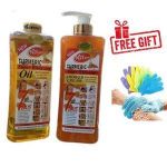 VEET GOLD TURMERIC Body OiL + Tumeric Shower Cream + Free Exfoliating Shower Glove : Anti-Aging & Anti Dark Spots Cleans, Removes Dark knuckles, Black Spots, Dark spots, Glows, Pigmentations, Prevent Aging, Repairs & Moisturizes