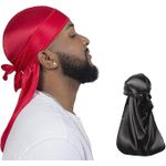 product_image_name-Fashion-2 Pieces Silky Durag Pack For Men Women Waves, Premium Satin Deluxe Du-rag-1