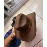 product_image_name-Fashion-Elegant Brown Felt Cowboy Hat with Brown Leather Belt Band-2