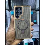 product_image_name-Generic-Gold Carbon Fiber Case With Stand Ring MagSafe For Samsung Galaxy S24 Ultra 5G - Premium Protection & Utility-1