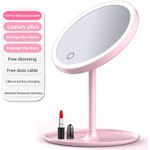 product_image_name-White Label-Rechargeable LED Lighted Makeup Mirror - Pink-5