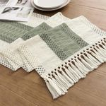 product_image_name-Generic-Green Bohemia Table Runner for Home Decor with Tassels, Dining Table Runner with Beige Macrame-6