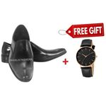 PHOELIX FASHIONS Elegant Ethiopian Leather Official Shoes + FREE WRIST WATCH.