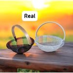 product_image_name-Generic-29cm Brim Rounded Mesh Fruit Basket with Bamboo Handle – Kitchen Storage & Decorative Organizer-2