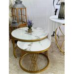 Modern Luxury 2-in-1 Pure Marble Nesting Tables