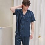 Mens Silk Pajama Set With Piping, RachelSilk