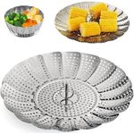 product_image_name-Generic-Stainless Steel Foldable/Folding Vegetable Food Steamer Basket-4