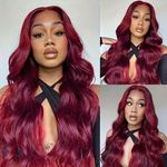 product_image_name-Generic-Burgundy Wavy Lace Front Wig (26")-4