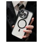 product_image_name-Generic-Premium Magnetic Case with Camera Lens Protection, Kickstand, and MagSafe Compatibility – Clear Acrylic & TPU Hybrid Cover for iPhone 11 Pro Max – Stylish Classic Black Edition-2