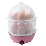 Double Layer Electric Egg Boiler Automatic Off 14 Egg Poacher - Pink