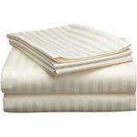 TC Elegant 4PC Striped White Bed Sheet Set – 100% Cotton
