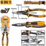 product_image_name-Ingco-HMFLNP28200 6-in-1 Multi-function long nose pliers 8""/200mm-1