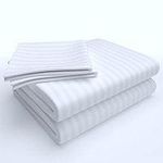 product_image_name-Spice Bedsheets-4 Plain White Bed sheets Sets Striped 6X7 King Size-3