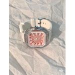 Fashion Square Dial Silicone Strap Wristwatch – Pink & White