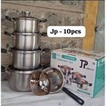 product_image_name-JP- 10pcs Premium quality Stainless Steel Cookware Sets Pot Sufuria with Glass Lids-1