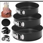 Non-Stick Round Cake Baking Tins Set18,22& 26cms-3 Pieces