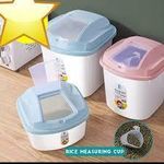 product_image_name-Generic-Cereal bucket 10L, Large Capacity Plastic Rice Storage Container with Dispenser & Measuring Cup - Airtight Food Grain Bucket.-1