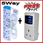 Powermax Power King Heavy Duty// Power Socket Extension Cable,,5 Way,FREE GIFT