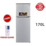 product_image_name-Vitron-170L Fridge Double Door Low Noise,Stylish Silver Hairline+FRIDGE GUARD(1YR WARRANTY)-3