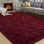 Maroon Luxe Comfort 5*8 Plain Fluffy Carpet