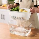 product_image_name-Generic-Double layer drain basket , Multipurpose use For washing and storing various items   Size 33x23.5x14.5cm-1