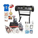 Combo 2 feet Vinyl plotter cutting machine and 8 in 1 tshirt printing machine heat press machine