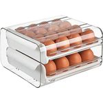 Egg Storage Box Drawer-Type Refrigerator Storage Box Plastic Transparent 32 Grid Egg Holder