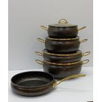 9Pc Granite Coating Kitchen Cookware Set (Dark Brown Gold)