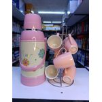 7PC Tea Set - 6 Ceramic Mugs 3.2L Breakable Flask