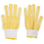 SunPower Safety Working Gloves(Terylene/Cotton,Bleached,Pvc Dotting,23/24Cm,Yellow), Per Pair