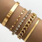 product_image_name-SXCHEN-5 Pack - Fashion Personalized Diamond Bracelet for Women - Gold with Rhinestones-1