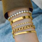 product_image_name-SXCHEN-5 Pack - Fashion Personalized Diamond Bracelet for Women - Gold with Rhinestones-6