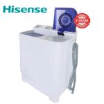 Hisense 7.5Kg Top Load Twin Tub Washer, WSQB753W, Energy Efficient, Heavy Duty Washing Machine, Low Noise Operation, White