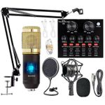 BM-800 Mic Kit with Live Sound Card, Adjustable Mic Suspension Scissor Arm, Podcast Equipment Bundle