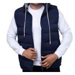 Men Navy blue half puff jackets