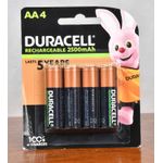 Duracell AA RECHARGEABLE BATTERIES 4PACK 2500mAh