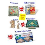 All in ONE Family Game Bundle – Monopoly, Scrabble, Jenga, Poker Cards & 2-in-1 Chess/Checkers Set