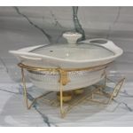 product_image_name-Generic-Single Ceramic Round Chafing Dish with Burner & Golden Stand – 1.5L / 2L-2