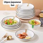 18pcs Japanese Ceramic Dinner Set (Plates & Bowls Set)