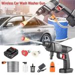 product_image_name-Generic-Rechargeable -Turbo Jet Portable Cordless high Pressure water spray gun Washing machine with two Batteries 6-in-1 Nozzle, 5m  Hose pipe for car washing, garden watering, agricultural irrigation, and daily cleaning-4