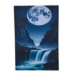 Mystical Full Moon Waterfall Canvas Art - Serene Nightscape Decor